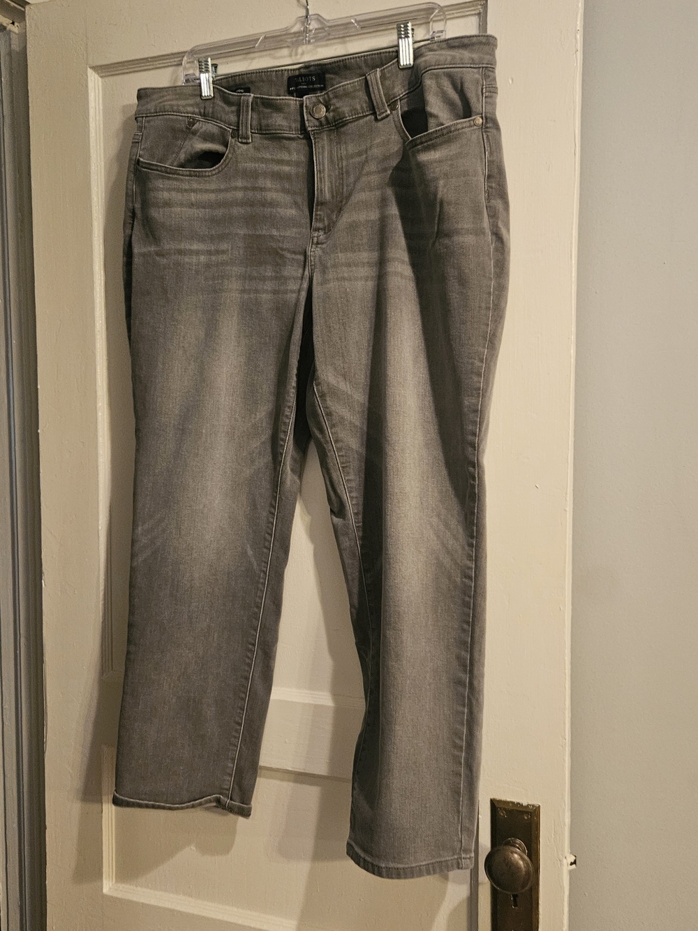 Talbots "Boyfriend" Straight-Leg Jeans, Size 16W, Grey